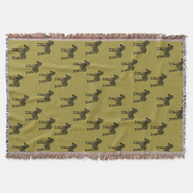 Gold Black Zebras Throw Blanket (Front)