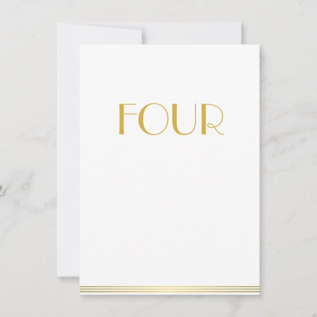 Gold Blanc Grand Gatsby Mariage Cartes de table Qu (Devant)