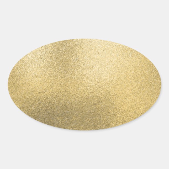 Gold Blank Template Faux Textured Foil Oval Sticker (Front)