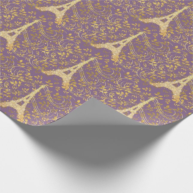 Gold Bling Eiffel Tower Wrapping Paper (Corner)