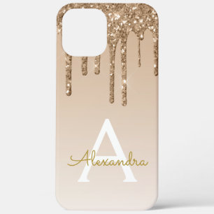 Gold Bling Luxury Sparkle Glitter Monogram iPhone 12 Pro Max Case