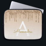 Gold Bling | Luxury Sparkly Glitter Monogram Laptop Sleeve<br><div class="desc">Gold Bling Ombre Sparkle and Faux Dripping Glitter Girly Modern Monogram First Name and Initial Laptop Case. Please contact the designer for matching items</div>