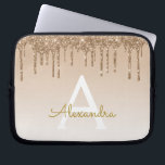 Gold Bling | Luxury Sparkly Glitter Monogram Laptop Sleeve<br><div class="desc">Gold Bling Ombre Sparkle and Faux Dripping Glitter Girly Modern Monogram First Name and Initial Laptop Case. Please contact the designer for matching items</div>