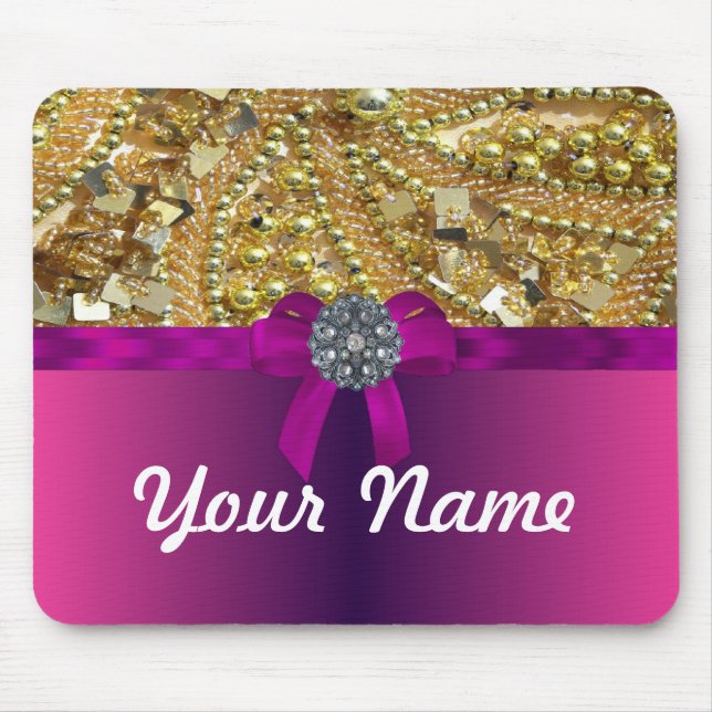 Gold bling & magenta mouse pad (Front)
