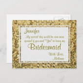Gold Bling | Will You Be My Bridesmaid? Invitation Postcard (Front/Back)