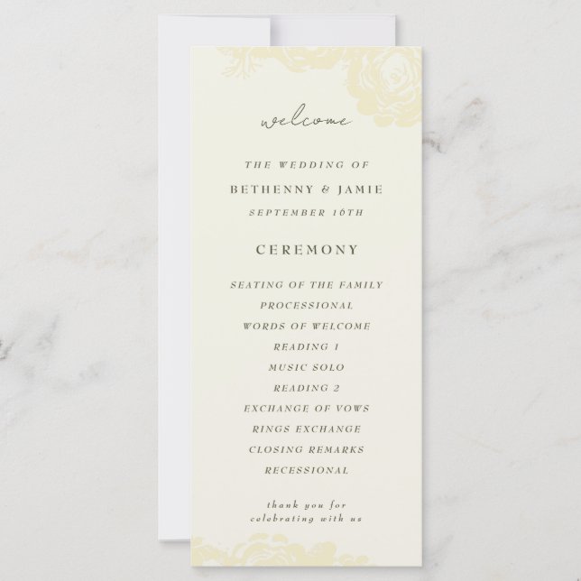 Gold Blooms Wedding Program (Front)