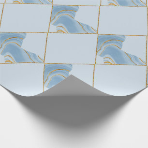 Gold Blue Abstract Elegant Marble Pattern Wrapping Paper