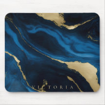 Gold, Blue and Black Marble Texture Personalized