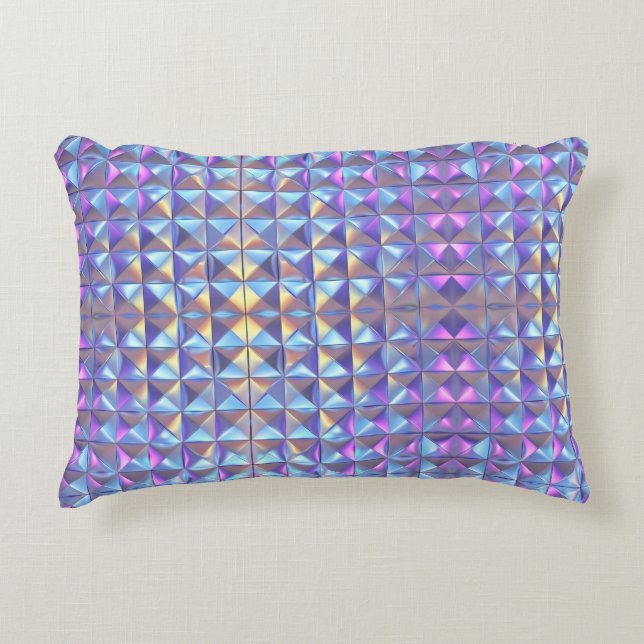 Gold, Blue and Purple Iridescent Geometric 2 Accent Pillow (Front)