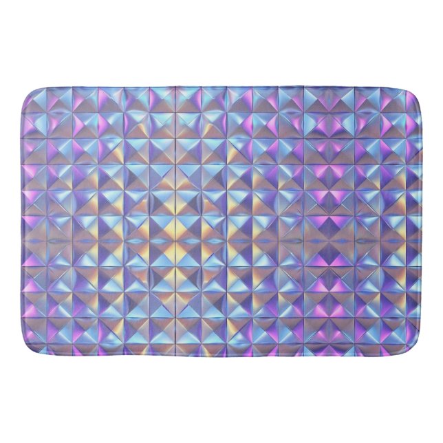 Gold, Blue and Purple Iridescent Geometric 2 Bath Mat (Front)