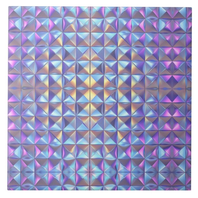 Gold, Blue and Purple Iridescent Geometric 2 Tile (Front)