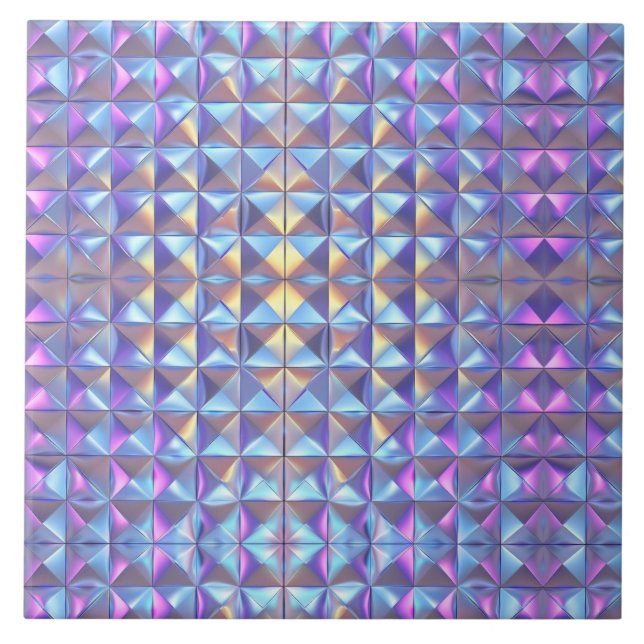 Gold, Blue and Purple Iridescent Geometric 2 Tile (Front)