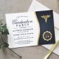Gold Blue Caduceus Medical School Graduation Party Invitation
