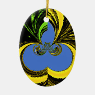 Gold Blue Ceramic Ornament