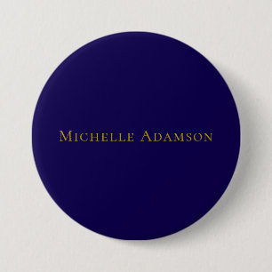 Gold & Blue Color Professional Plain Modern 3 Inch Round Button