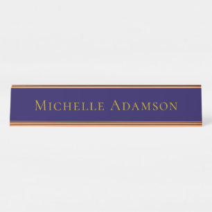 Gold & Blue Color Professional Plain Modern Desk Name Plate