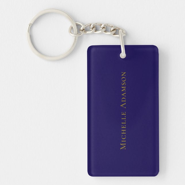 Gold & Blue Color Professional Plain Modern Keychain (Front)