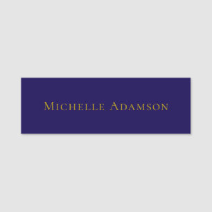 Gold & Blue Color Professional Plain Modern Name Tag