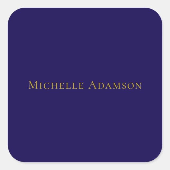 Gold & Blue Color Professional Plain Modern Square Sticker (Front)