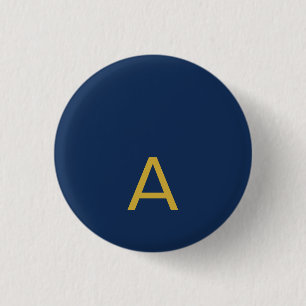Gold & Blue Colour Monogram Professional Initial 1 Inch Round Button