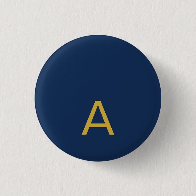 Gold & Blue Colour Monogram Professional Initial  1 Inch Round Button (Front)