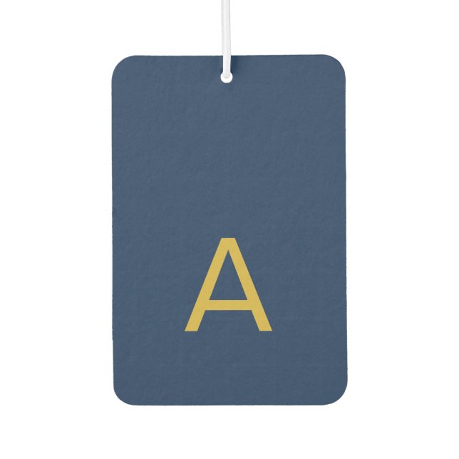 Gold & Blue Colour Monogram Professional Initial  Air Freshener (Front)