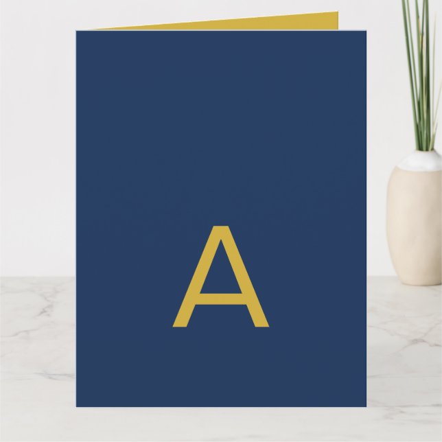 Gold & Blue Colour Monogram Professional Initial  Card (Front)