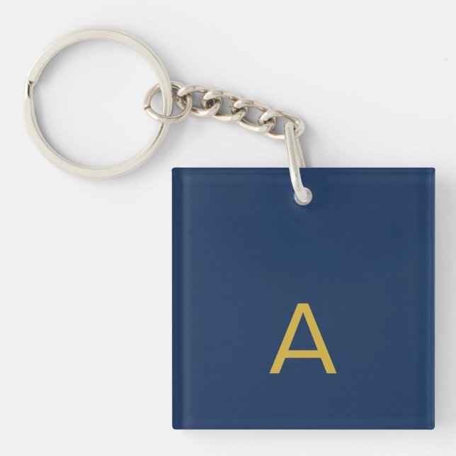 Gold & Blue Colour Monogram Professional Initial  Keychain (Front)