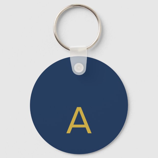 Gold & Blue Colour Monogram Professional Initial  Keychain (Front)