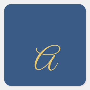 Gold & Blue Colour Monogram Professional Initial Square Sticker