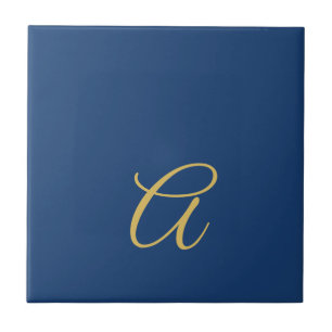 Gold & Blue Colour Monogram Professional Initial Tile
