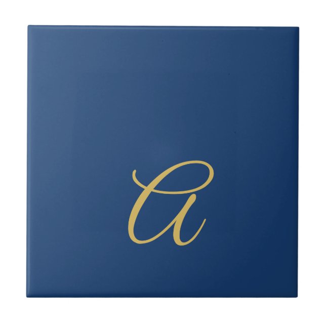 Gold & Blue Colour Monogram Professional Initial  Tile (Front)