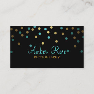 Gold & Blue Confetti Business Card