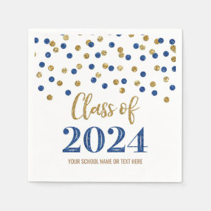 Gold Blue Confetti Class of 2024  Napkins