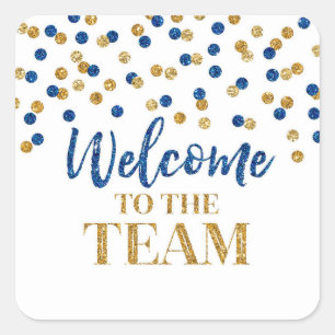 Gold Blue Confetti Welcome to the Team Square Sticker