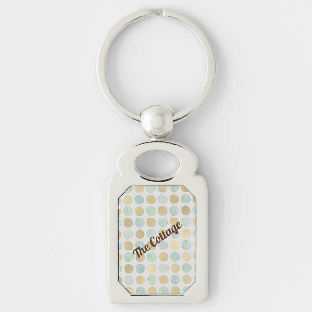 Gold & Blue Dots - Vacation Rental - Beach House - Keychain (Front)