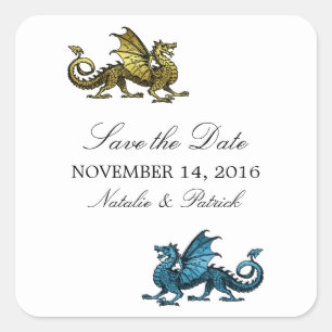 Gold Blue Dragon Enregistrer les stickers Date