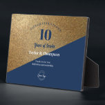 Gold Blue employee 10 years service custom logo Plaque<br><div class="desc">Show your employees how much you value their dedication and loyalty with our Custom Employee Years of Service Recognition Logo Award. This elegant trophy-style easel plaque serves as a timeless symbol of appreciation and allows you to personalize it with the employee's name, years of service, and a special message. You...</div>