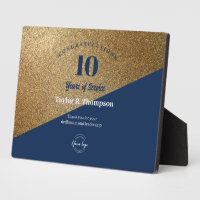 Gold Blue employee 10 years service custom logo