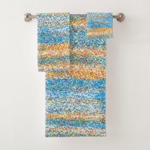 Gold Blue Glitter Abstract Bath Towel Set