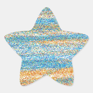 Gold Blue Glitter Abstract Star Sticker
