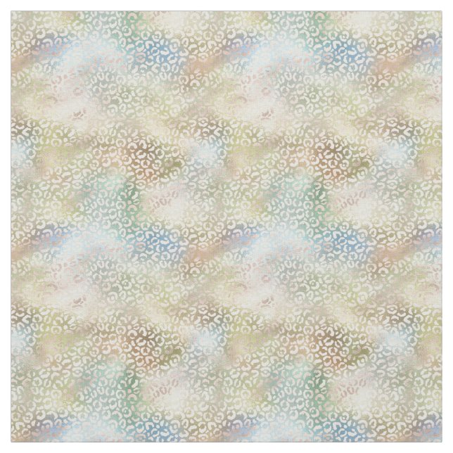 Gold Blue Green Leopard Print Fabric (Swatch)