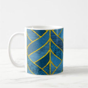 Gold Blue Grunge Pattern Coffee Mug