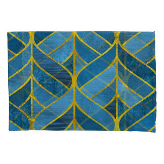 Gold Blue Grunge Pattern Pillowcase