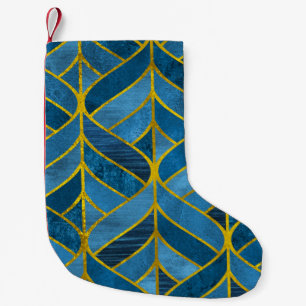 Gold Blue Grunge Pattern Small Christmas Stocking