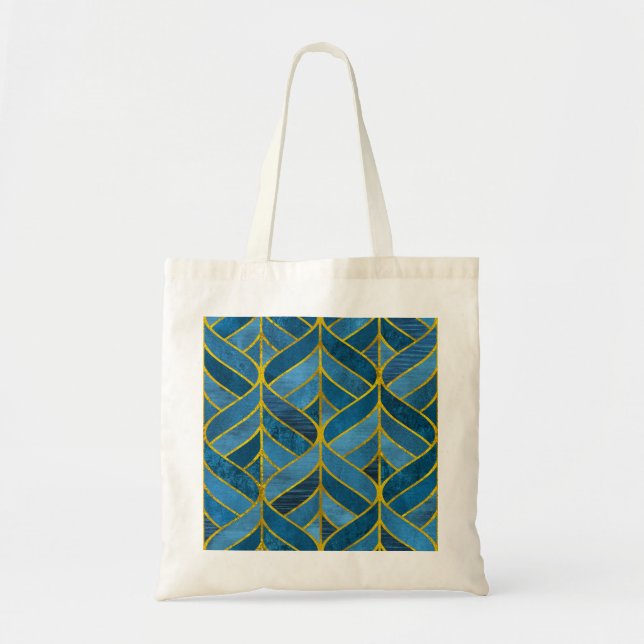 Gold Blue Grunge Pattern Tote Bag (Front)