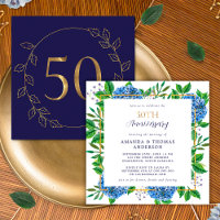 Gold Blue Hydrangea 50th Wedding Anniversary