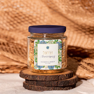 Gold Blue Hydrangea 70th Wedding Anniversary Party Square Sticker