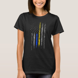 Gold Blue Line 911 Police Dispatcher First Respond T-Shirt