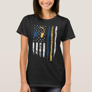 Gold Blue Line 911 Police Dispatcher First Respond T-Shirt